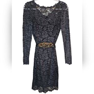 Adrianna Papell Womens Lace Little Black Dress Size 4